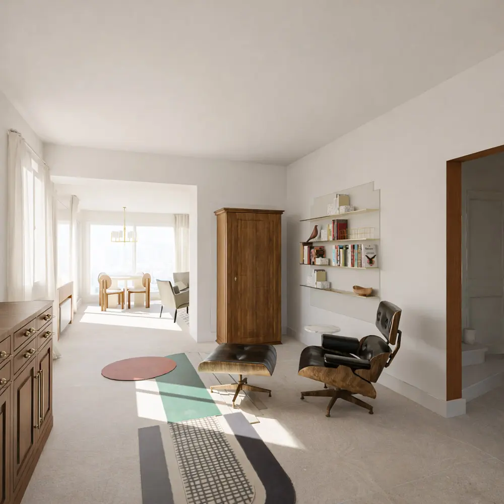 petit salon lecture aménagement maison de maître Art Déco architecture intérieure Hyères