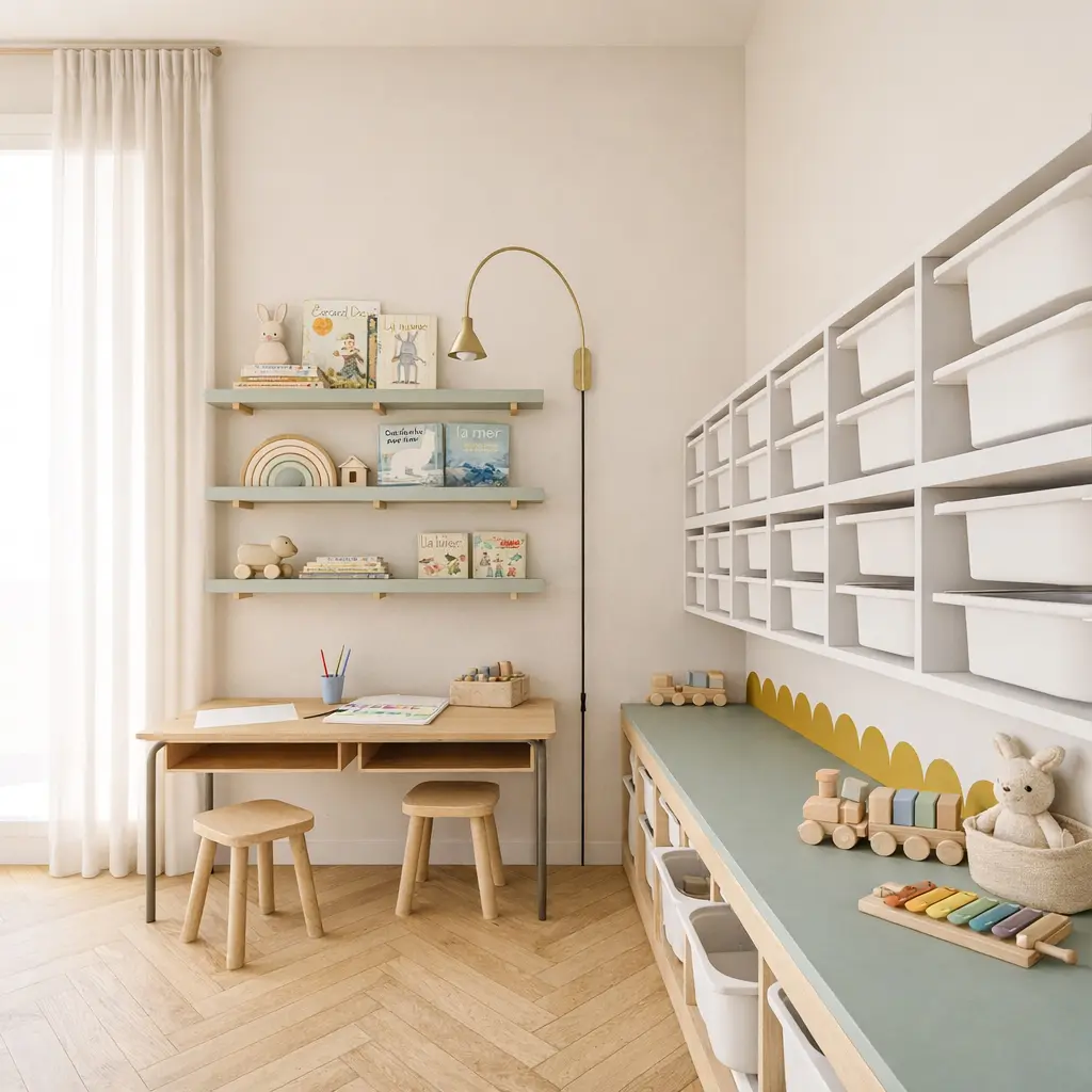 chambre enfants rangement semi sur mesure Ikea hack trofast bureau