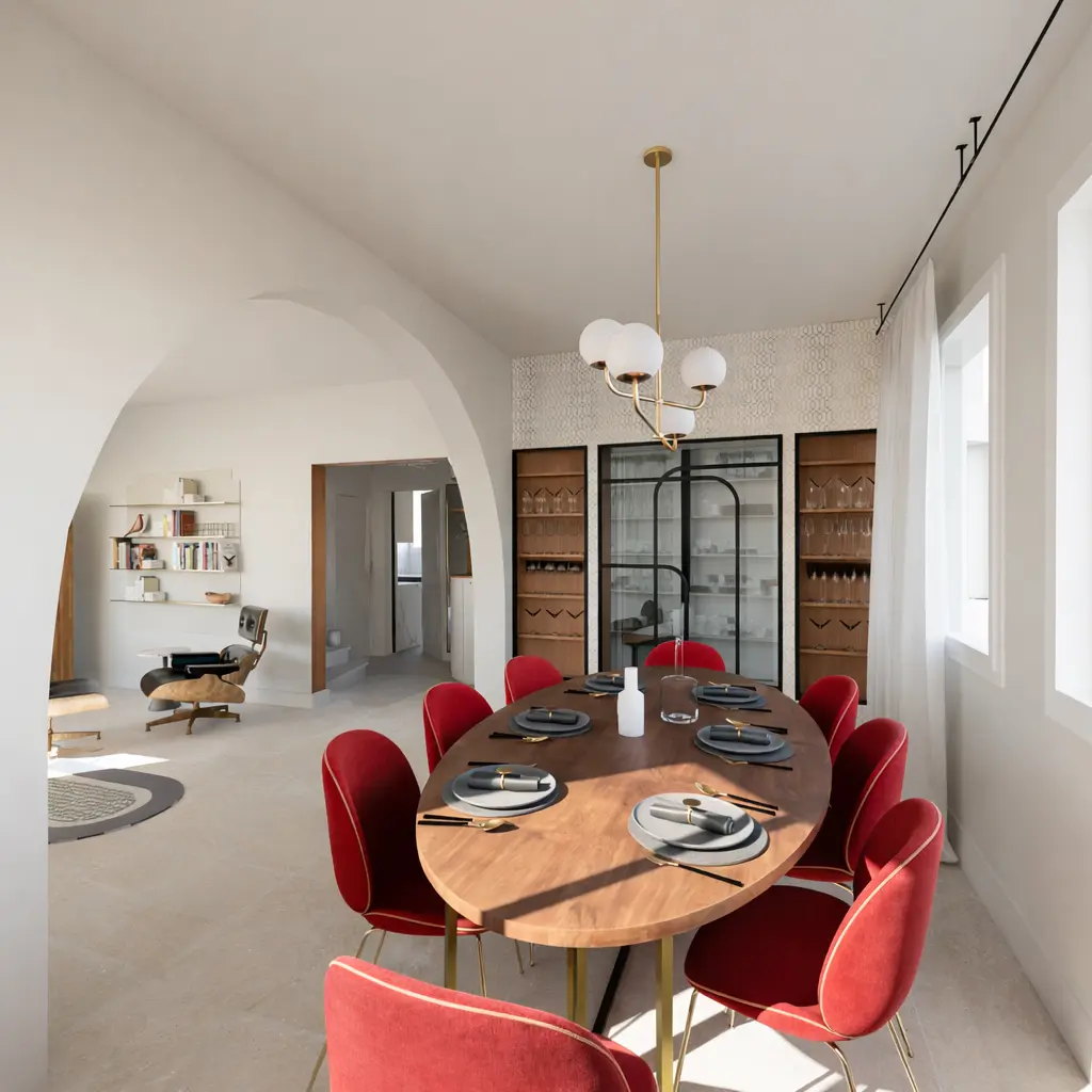 salle à manger Art Déco vaisselier vitrine sur mesure rénovation maison de maître Hyères