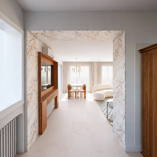 alon canapé d'angle canapé courbe pièce à vivre rénovation maison de maître Var