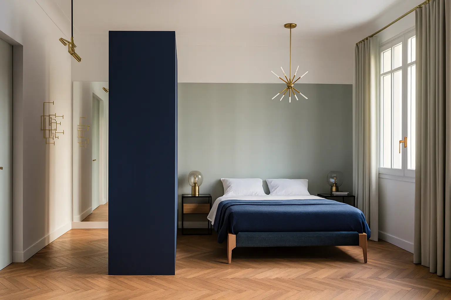 chambre parentale dressing sur mesure miroir pleine largeur rénovation maison de maître Bordeaux