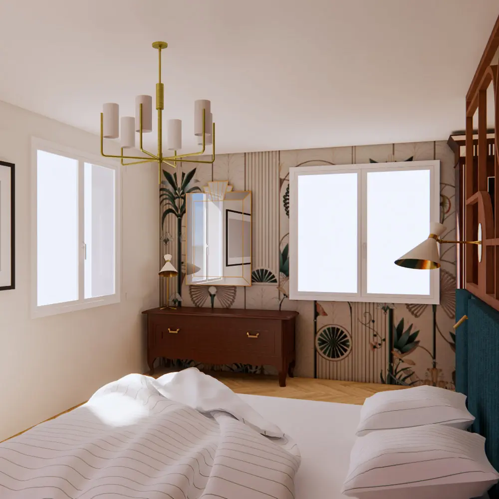 suite master claustra bois Art Déco chambre sur mesure Hyères