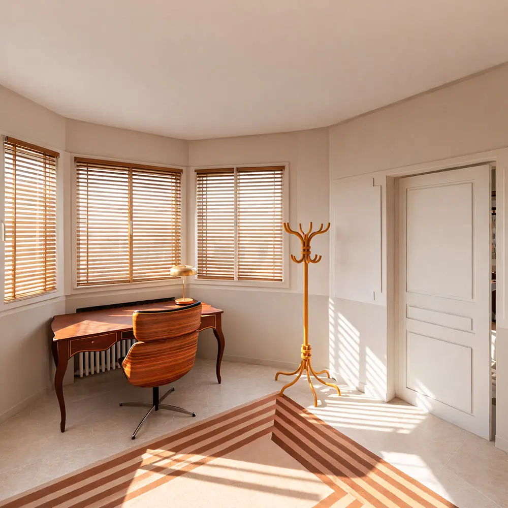 bureau intégré bibliothèque sur mesure terracotta chambre d'amis rénovation maison de maître Var