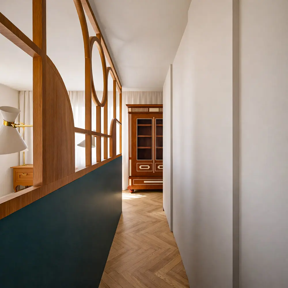 suite master claustra bois Art Déco chambre sur mesure Hyères