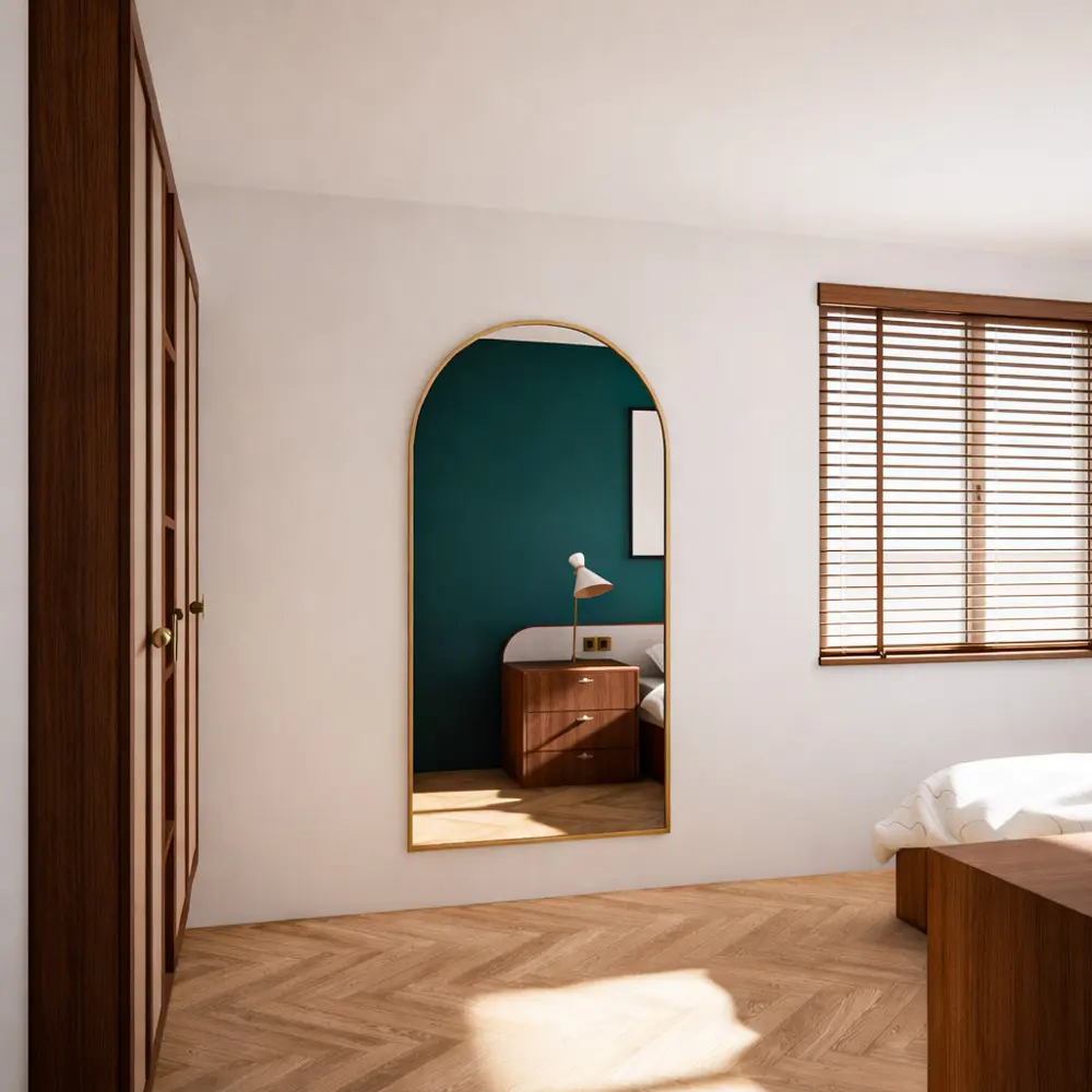 chambre sur mesure rangements noyer rafia bleu vert laiton rénovation maison de maître