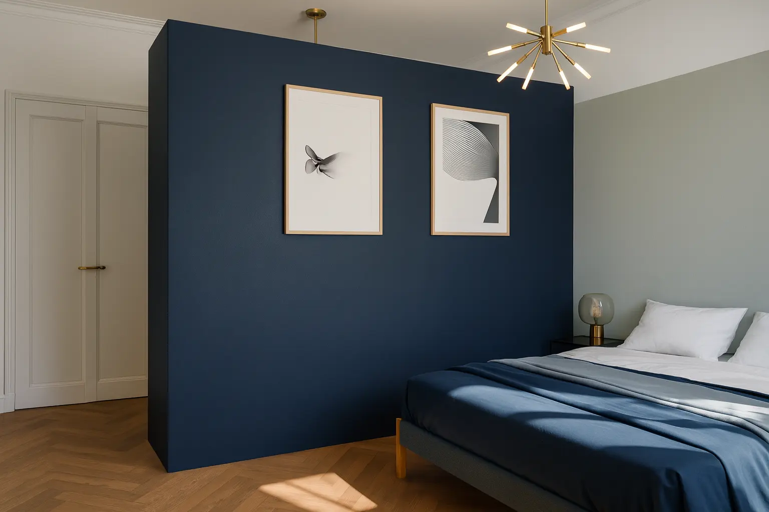 chambre parentale dressing sur mesure miroir pleine largeur rénovation maison de maître Bordeaux